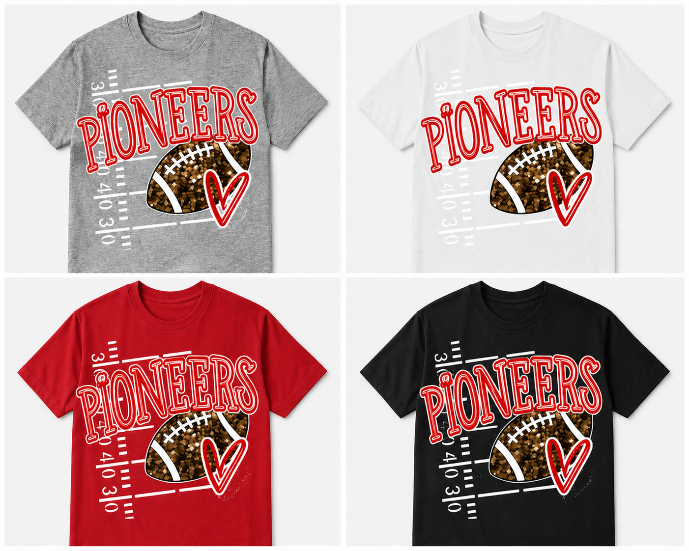 Elyria Pioneers School Spirit Apparel HEART PIONEERS