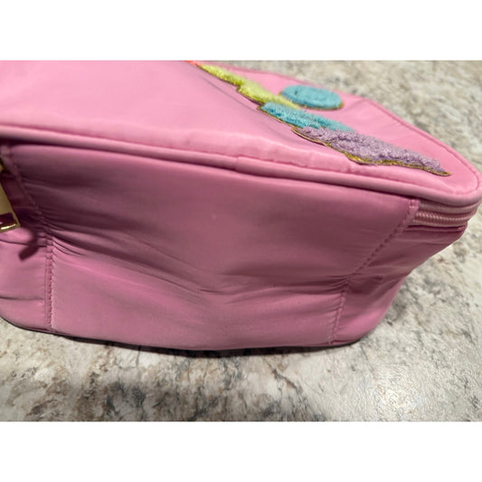 Insulated Lunch Bag Nylon Preppy Lunch Box Large Insulated Lunch Bag Reusable Lunch Tote Bag with Smiley Preppy LunchBag for Girls School Travel Picnic (Pink)