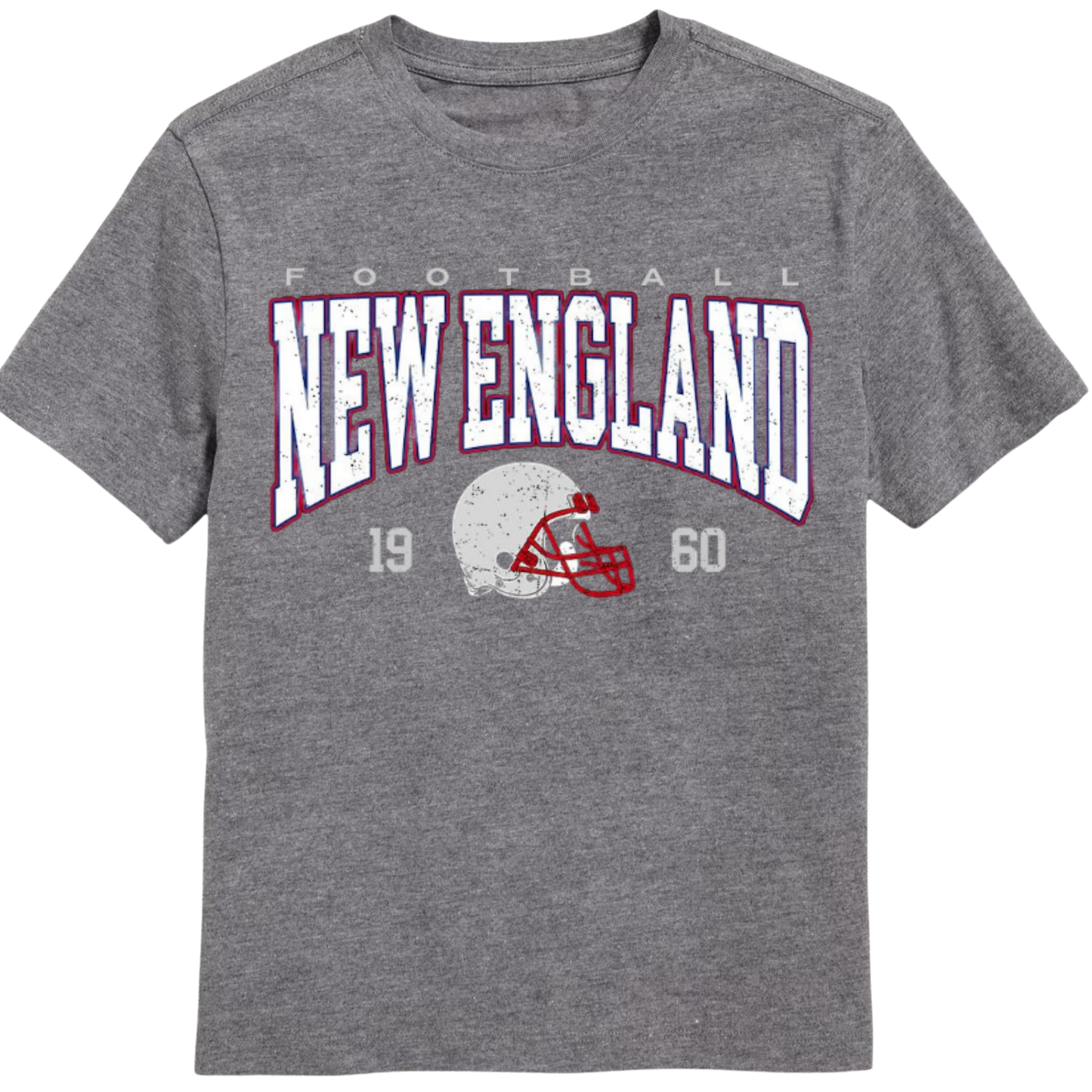 New England vintage football t-shirt with retro helmet graphic