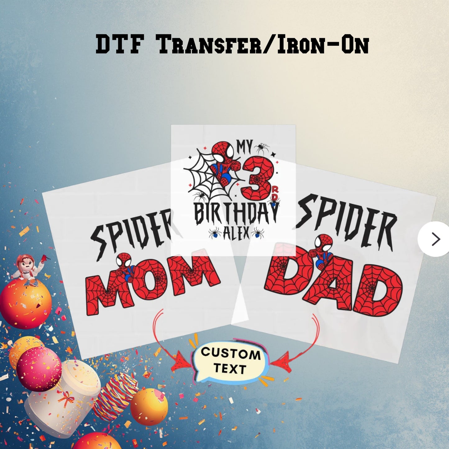 FAST! PRINTS Spider Birthday DTF Transfers, Family Shirts Iron-On, Birthday Boy DTF Print
