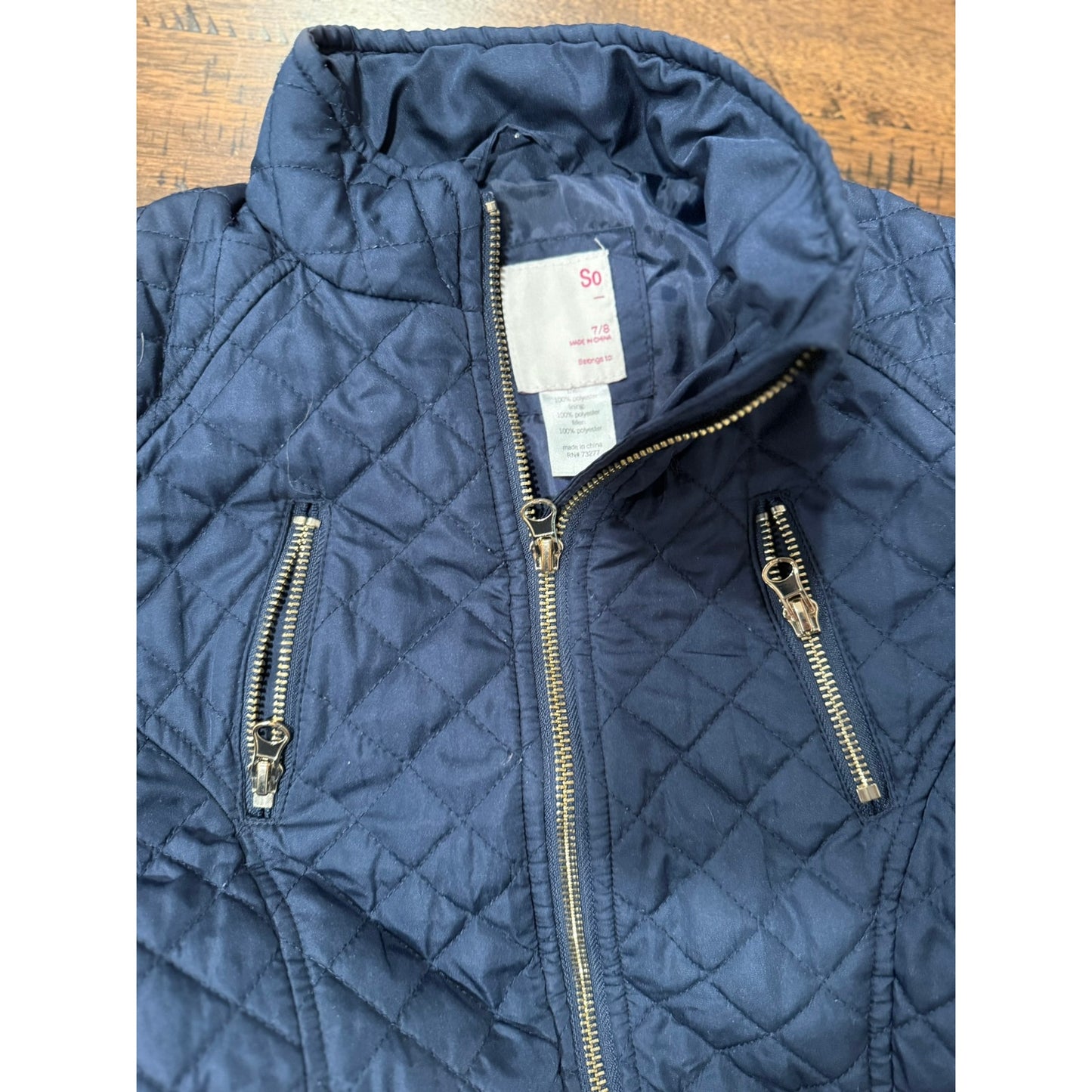 SO Brand Navy Blue Zip Up Spring Jacket Size 7/8