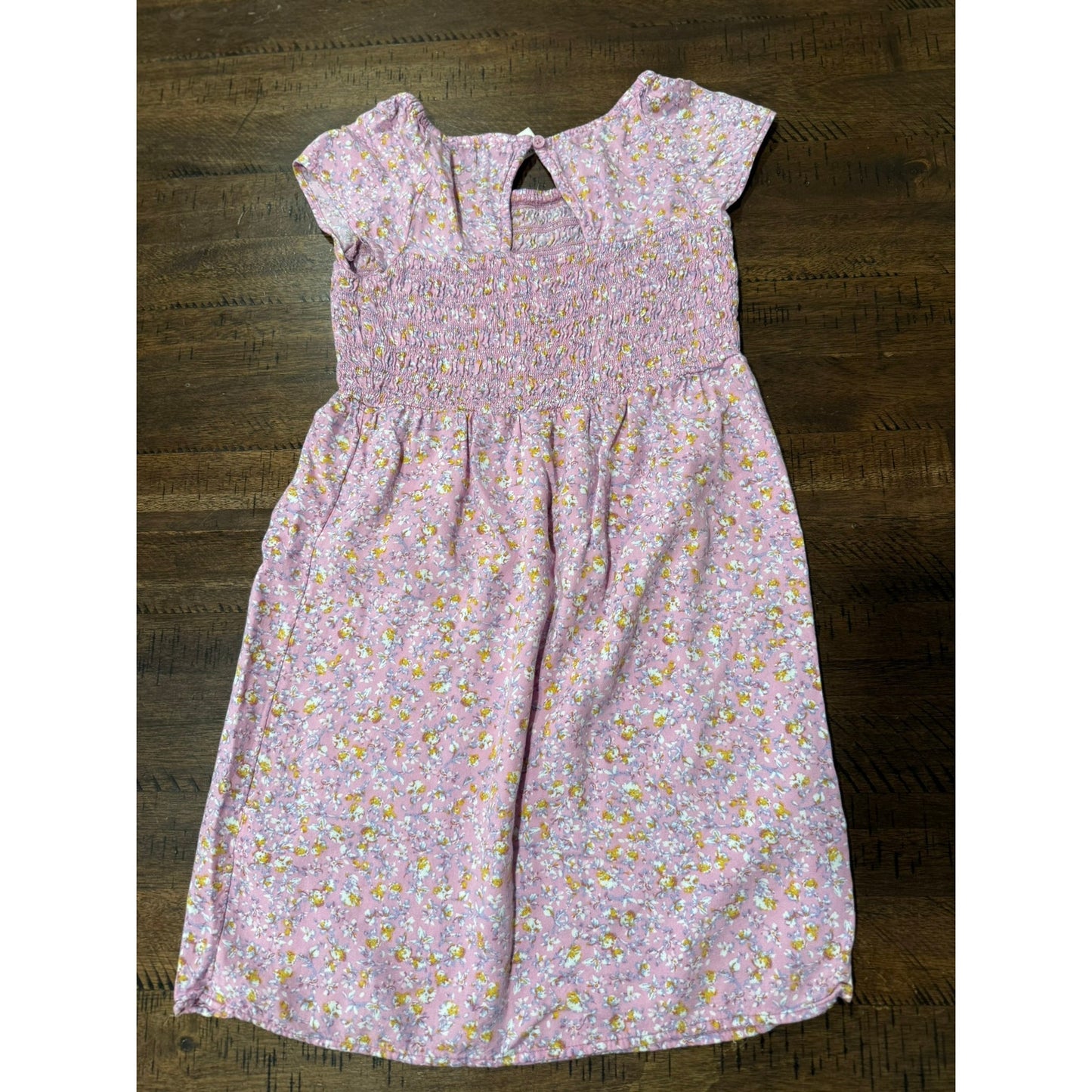 OshKosh B'gosh Girls Floral Print Smocked Dress Size 10 EUC