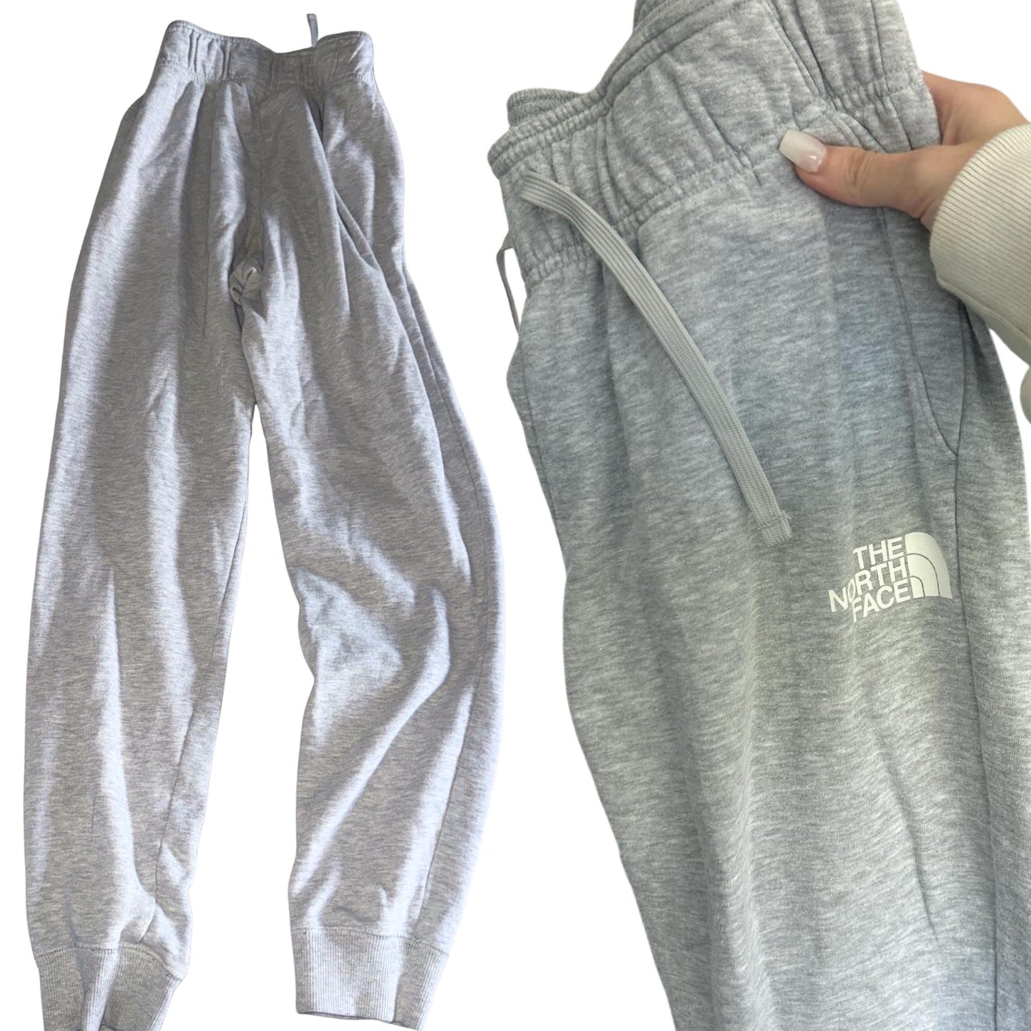 Women's The Northface Sweatpants Joggers Light Grey Cotton Blend Size Small