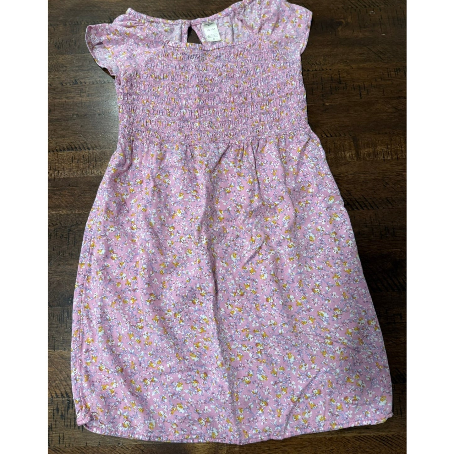 OshKosh B'gosh Girls Floral Print Smocked Dress Size 10 EUC