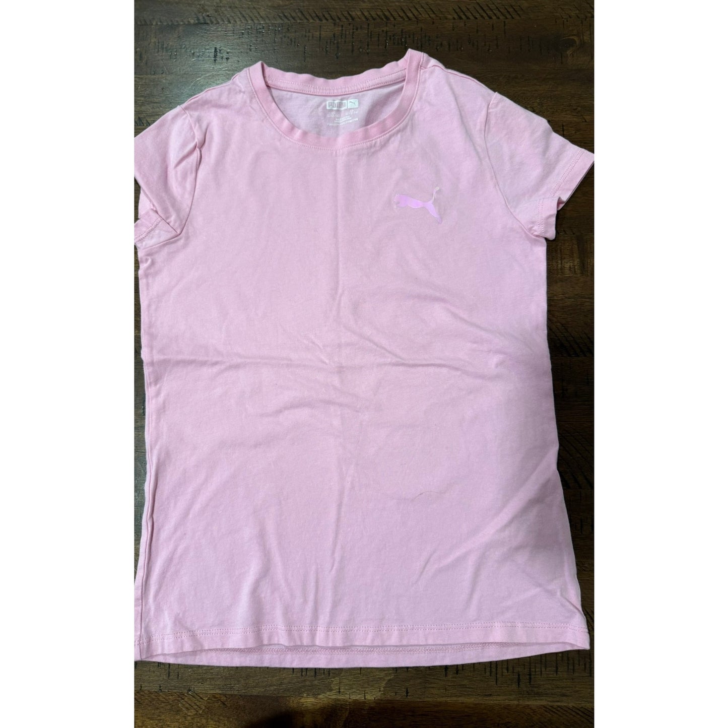 PUMA Girls Short Sleeve Logo Cotton Graphic T-Shirt Size Large 12-14
