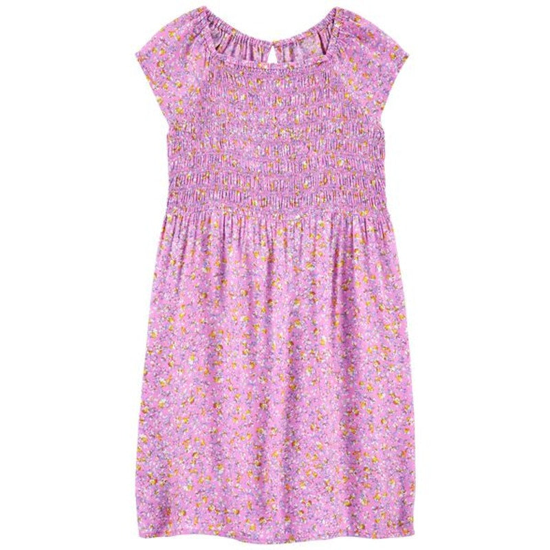 OshKosh B'gosh Girls Floral Print Smocked Dress Size 10 EUC