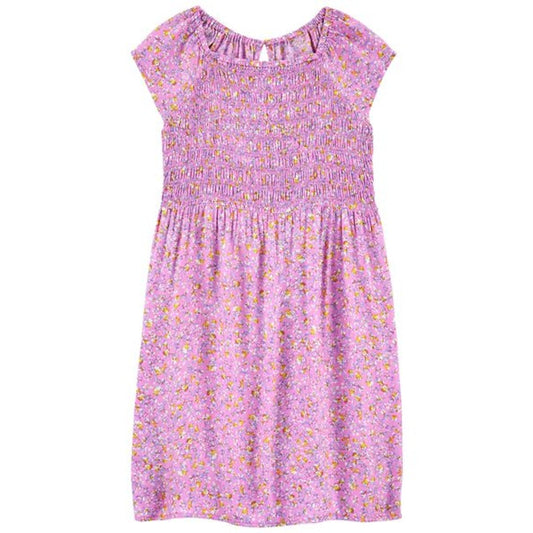 OshKosh B'gosh Girls Floral Print Smocked Dress Size 10 EUC