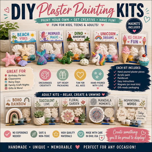 DIY Plaster Painting Kit + Magnet | Paint Your Own Craft Kit for Kids & Adults