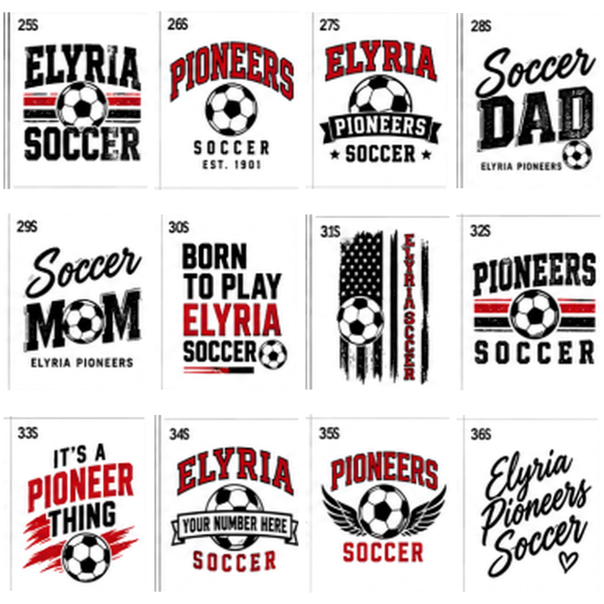Elyria Pioneers SOCCER Spirit Wear