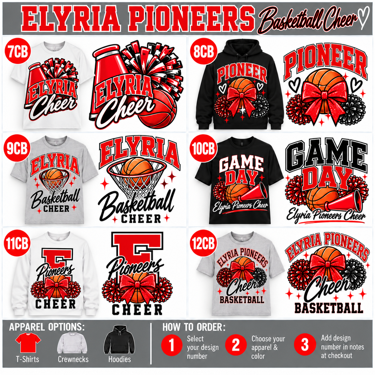 Elyria Pioneers CHEER (BASKETBALL) Spirit Wear