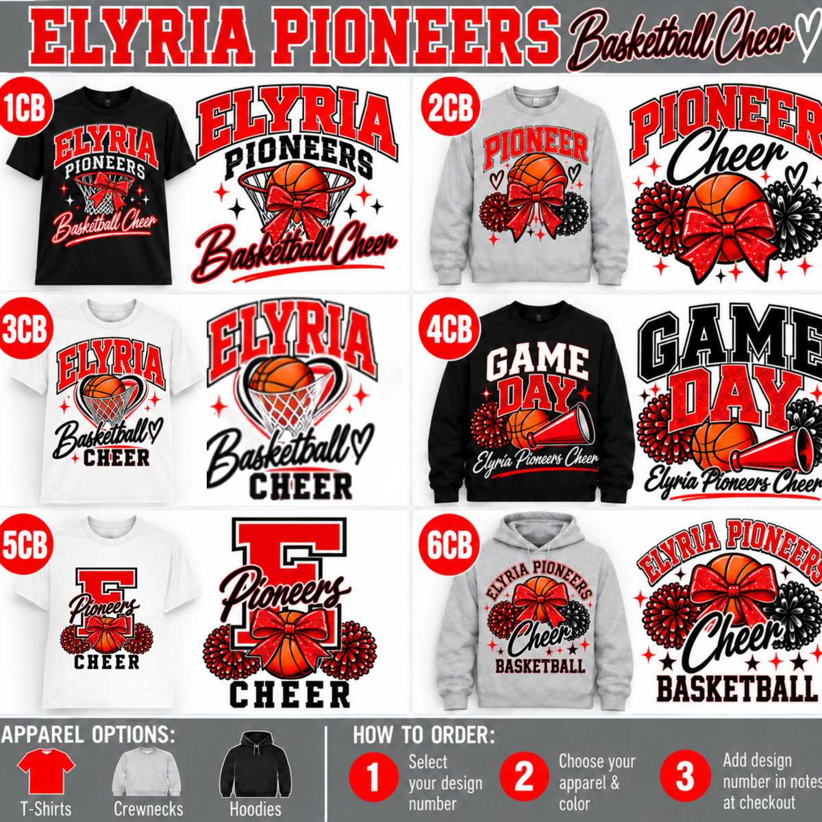 Elyria Pioneers CHEER (BASKETBALL) Spirit Wear