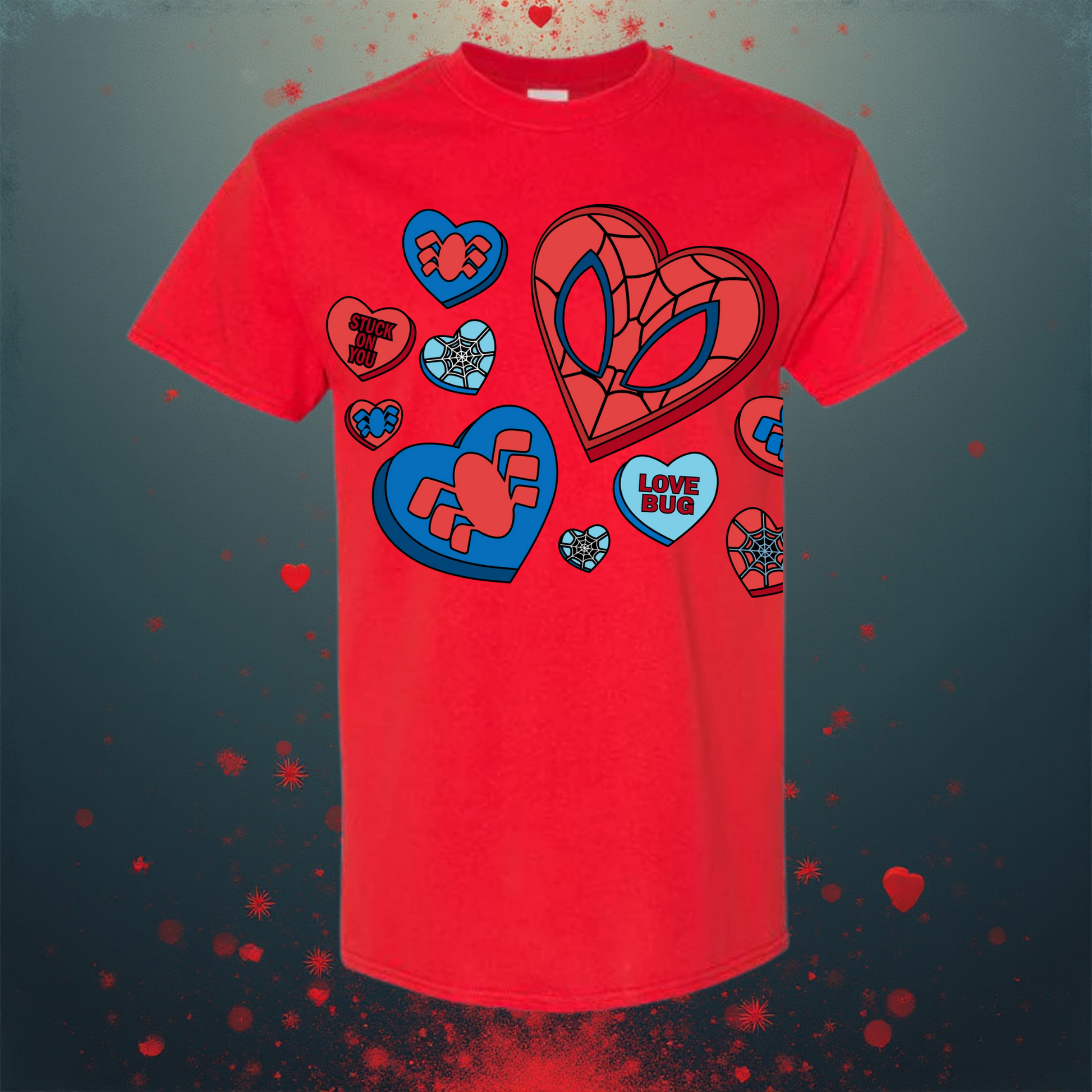 Spiderman red t-shirt with heart-shaped designs