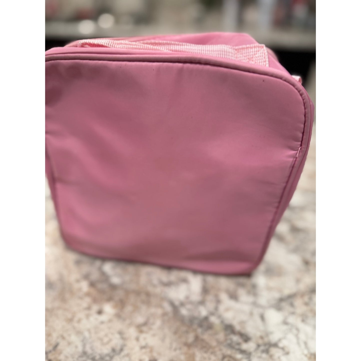 Insulated Lunch Bag Nylon Preppy Lunch Box Large Insulated Lunch Bag Reusable Lunch Tote Bag with Smiley Preppy LunchBag for Girls School Travel Picnic (Pink)