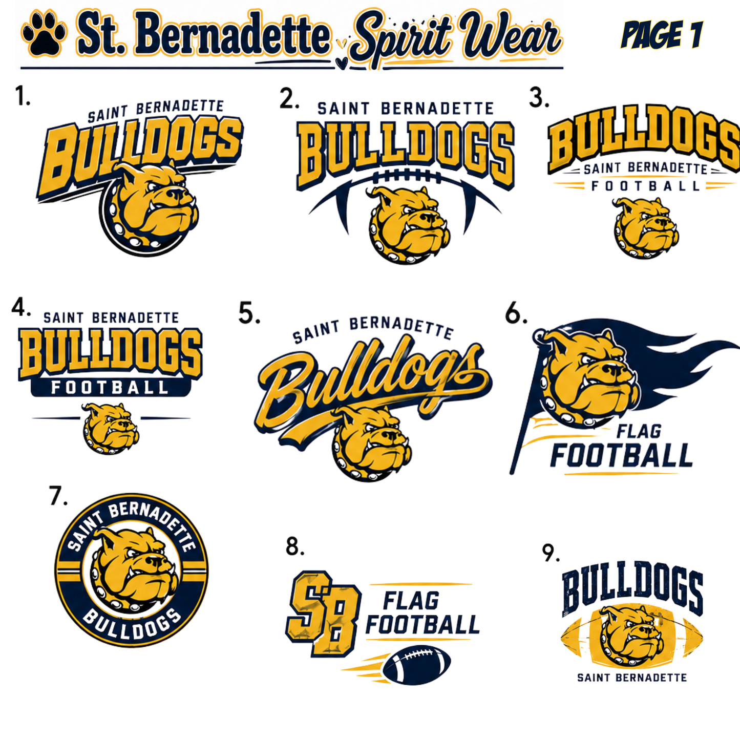 St. Bernadette Bulldogs Spirit Apparel