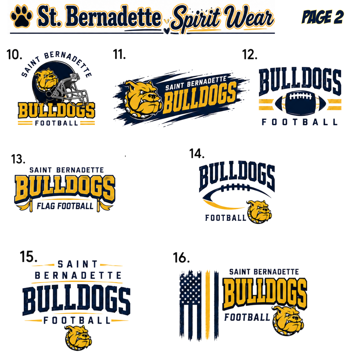 St. Bernadette Bulldogs Spirit Apparel