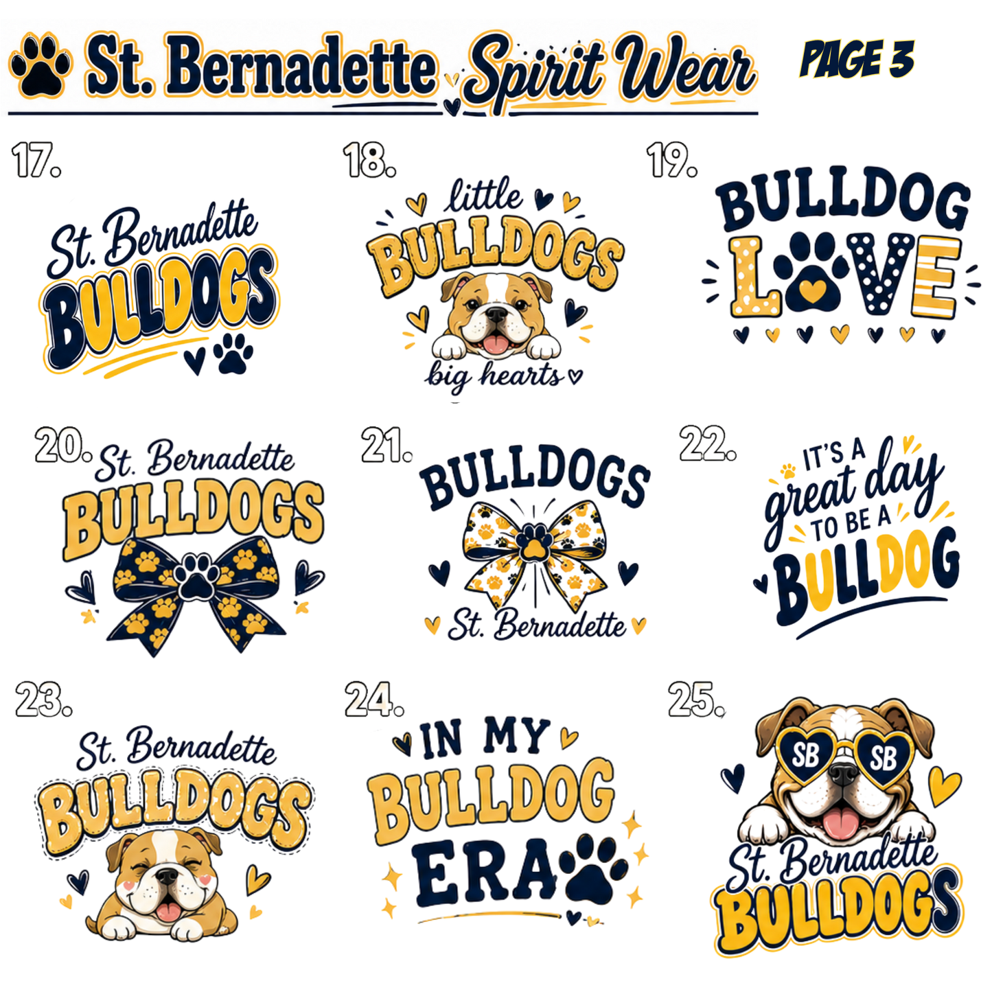 St. Bernadette Bulldogs Spirit Apparel