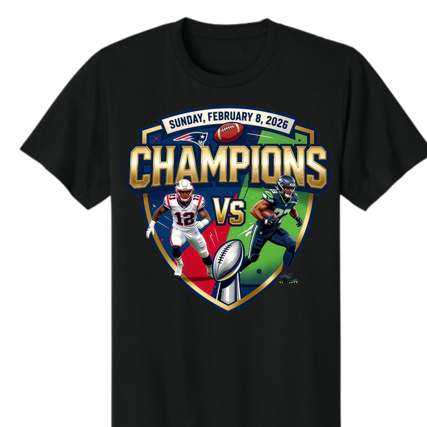 Super Bowl Champions Matchup Graphic T-Shirt February 8 2026