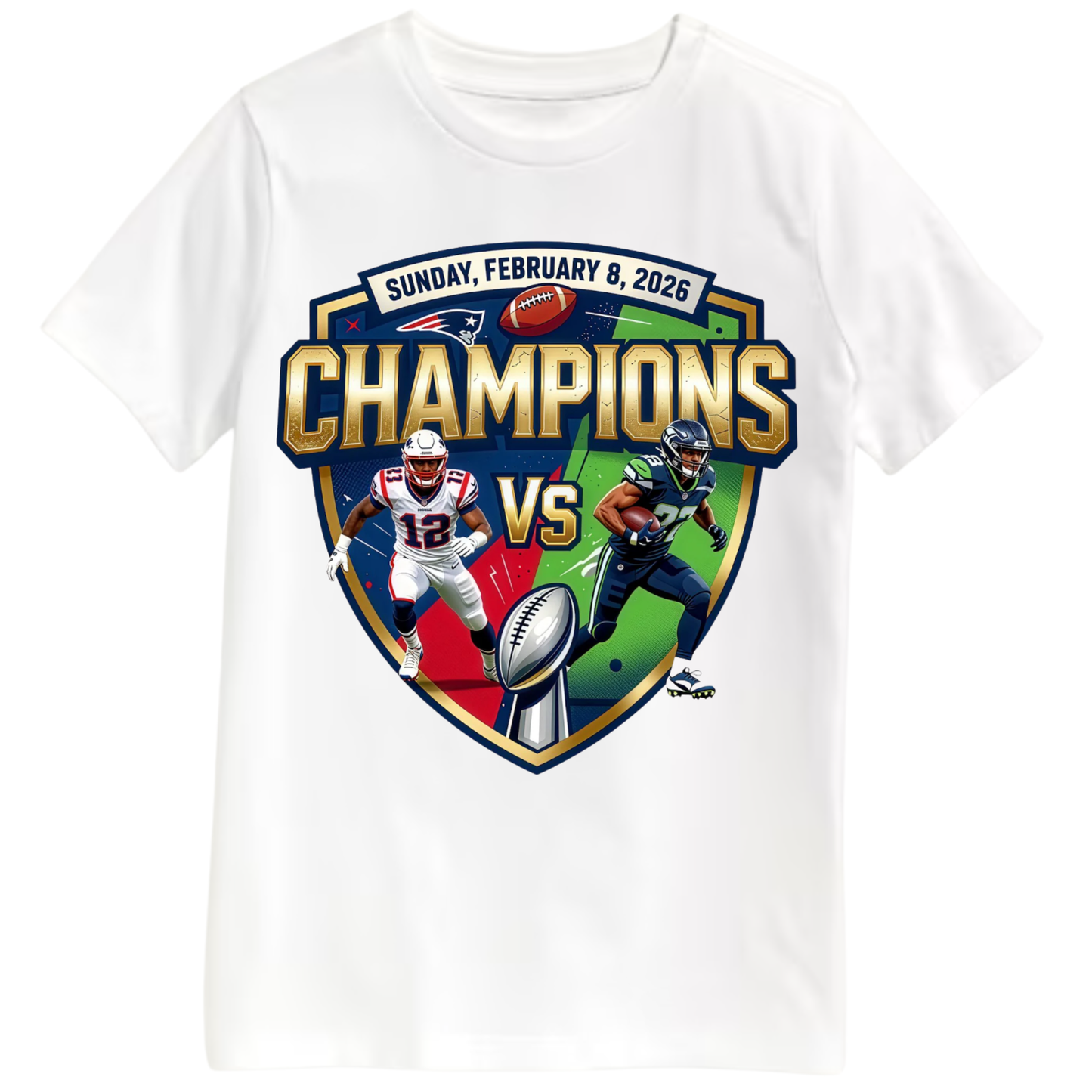 Super Bowl Champions Matchup Graphic T-Shirt February 8 2026