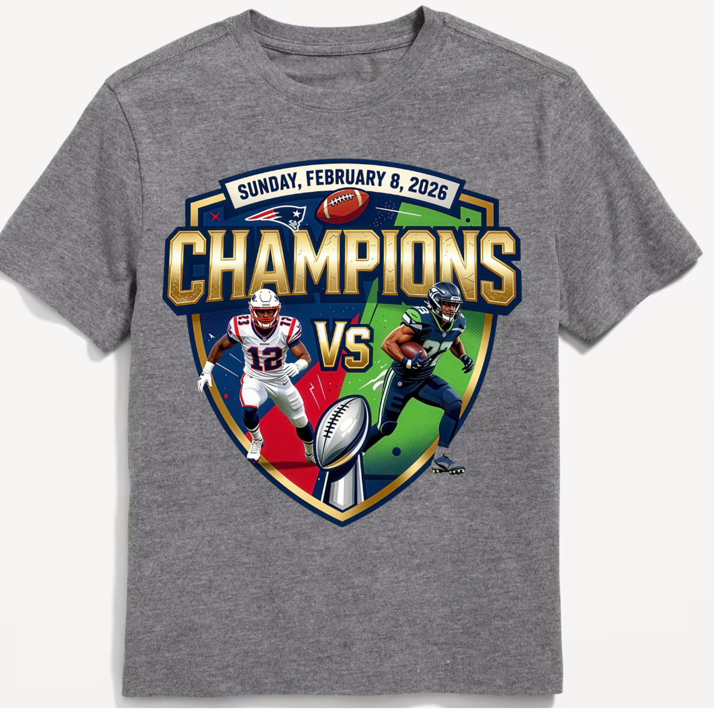 Super Bowl Champions Matchup Graphic T-Shirt February 8 2026