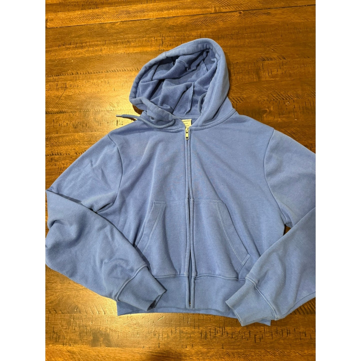 Juniors Girls No Boundaries Teal Blue Cropped Zip Up Hoodie Sweatshirt Size XXS (00)