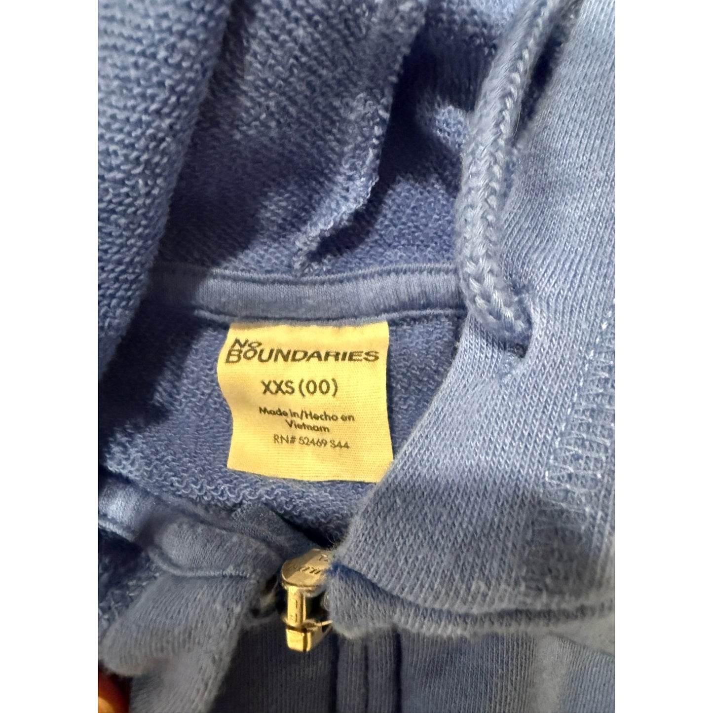 Juniors Girls No Boundaries Teal Blue Cropped Zip Up Hoodie Sweatshirt Size XXS (00)