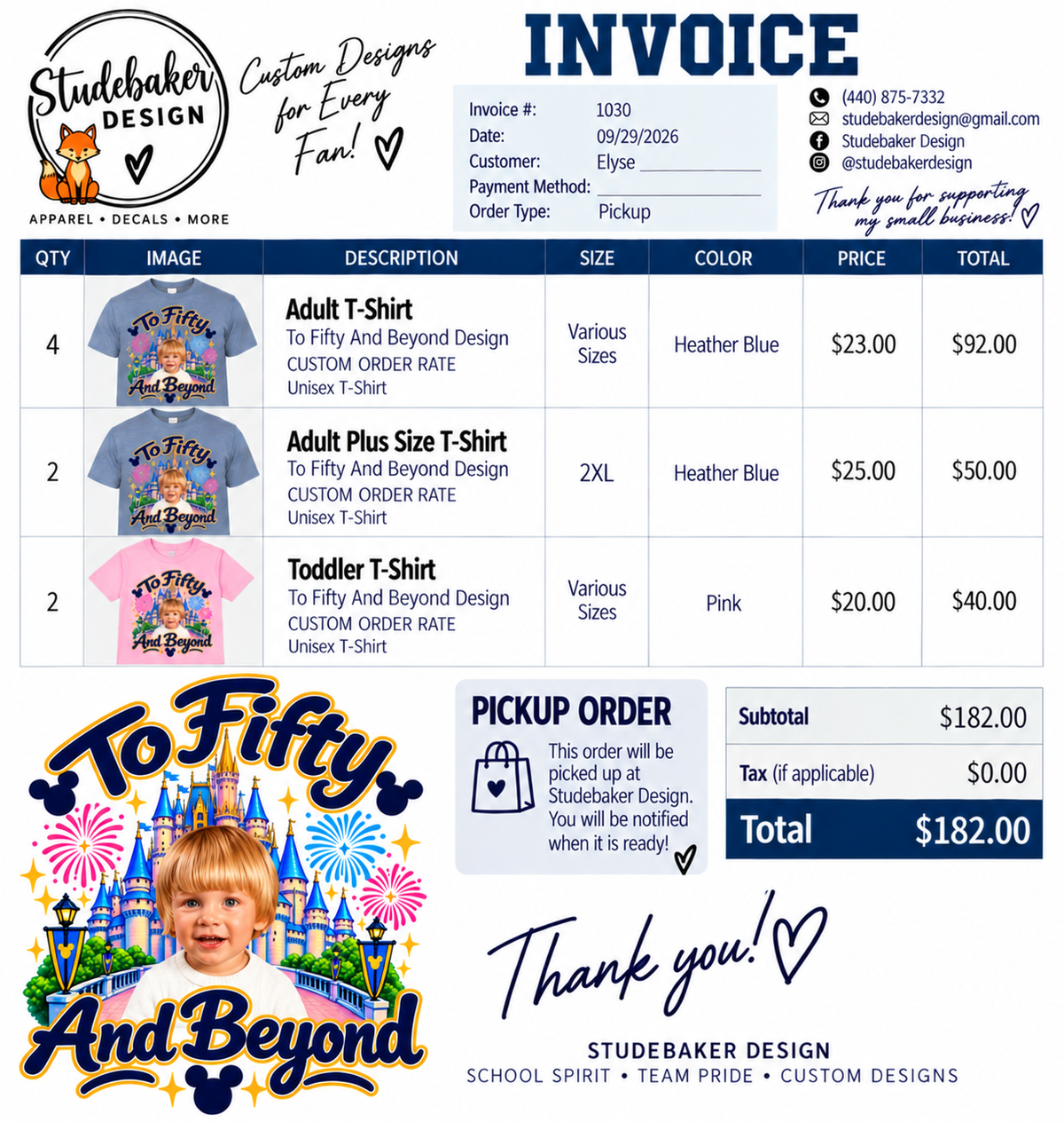 Elyse - Custom Adult and Toddler T-Shirt Order (Fifty and Beyond)