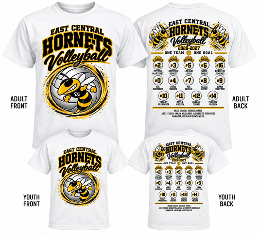 East Central Hornets Volleyball 2026–2027 Team Shirt
