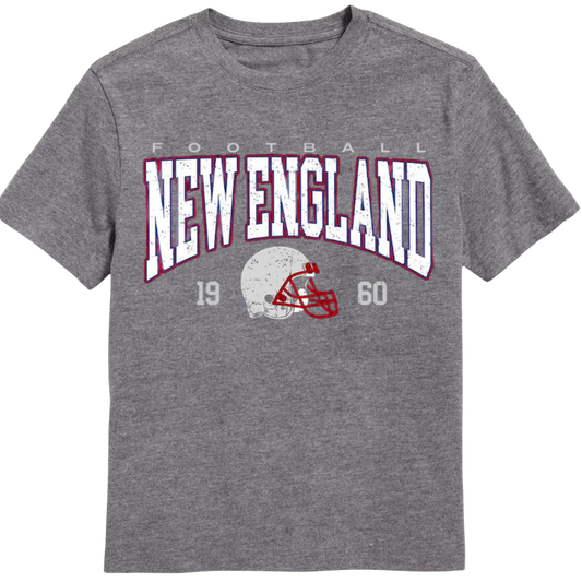 New England vintage football t-shirt with retro helmet graphic