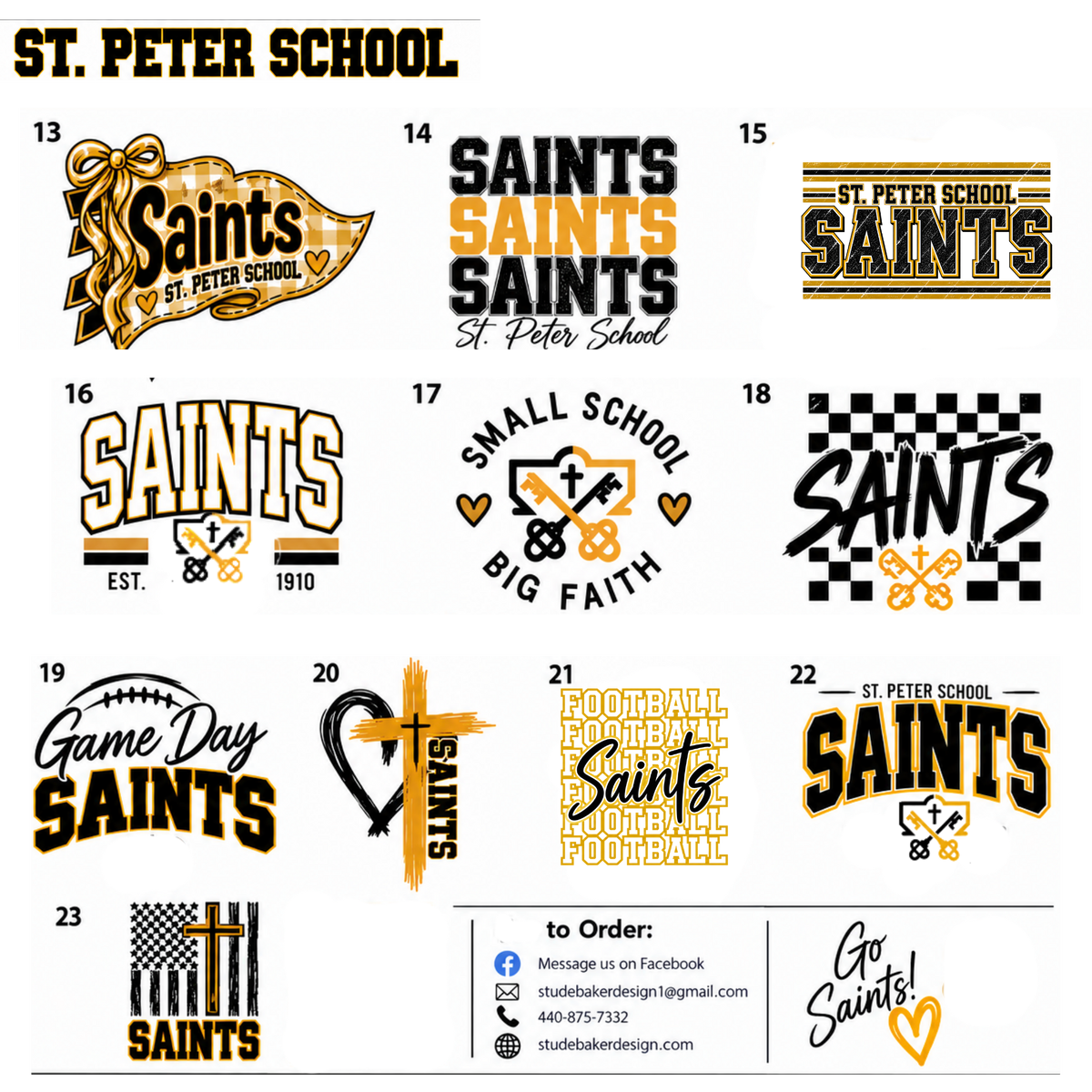 St. Peter School Saints Spirit Wear | Choose Your Design