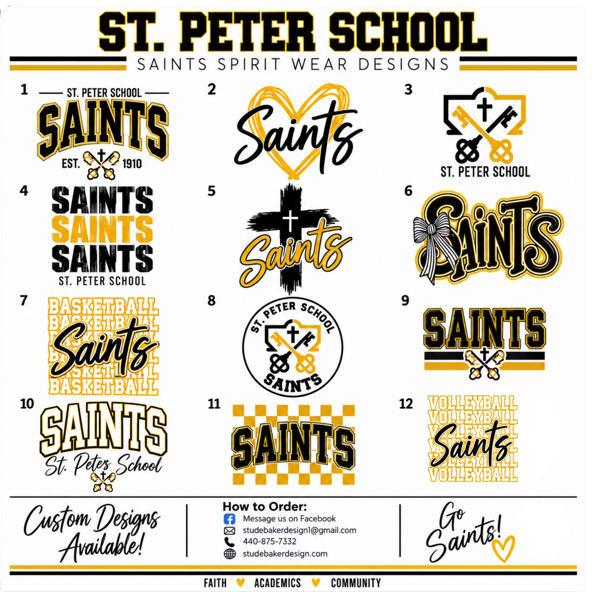 St. Peter School Saints Spirit Wear | Choose Your Design