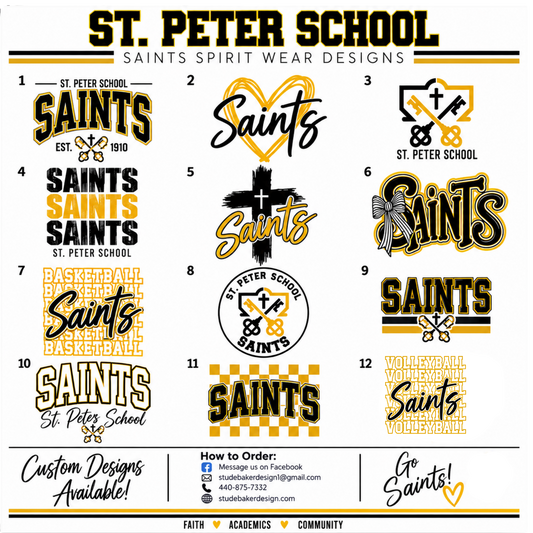 St. Peter School Saints Spirit Wear | Choose Your Design