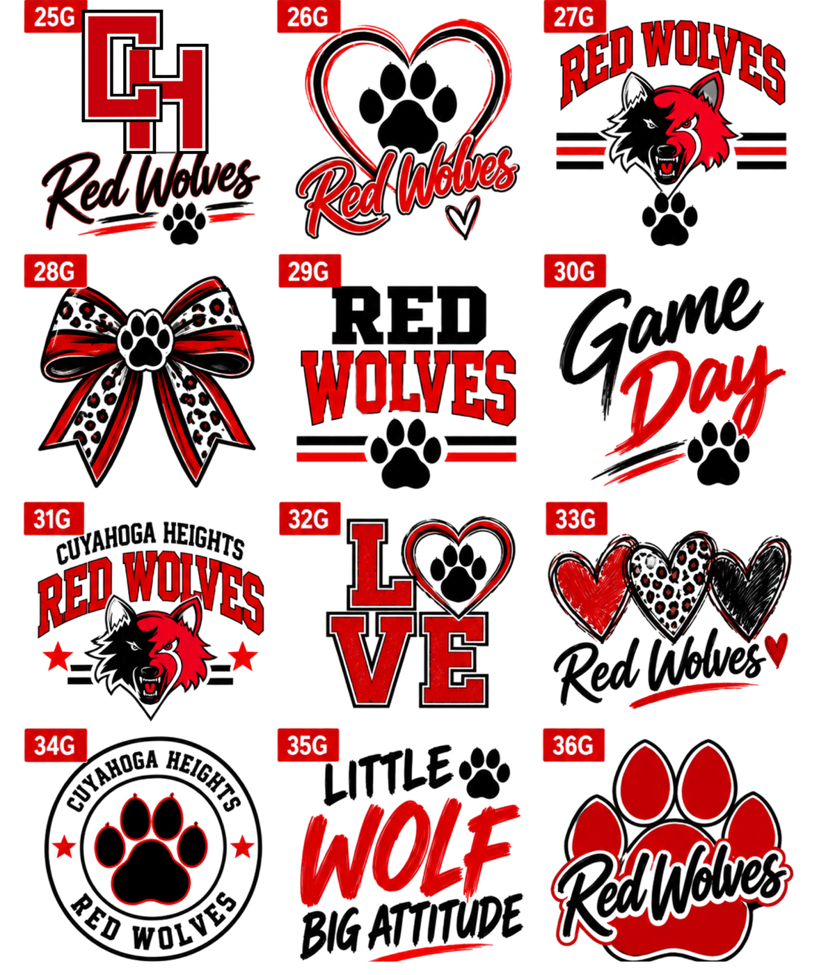 Cuyahoga Heights Red Wolves General Spirit Wear | Choose Your Design
